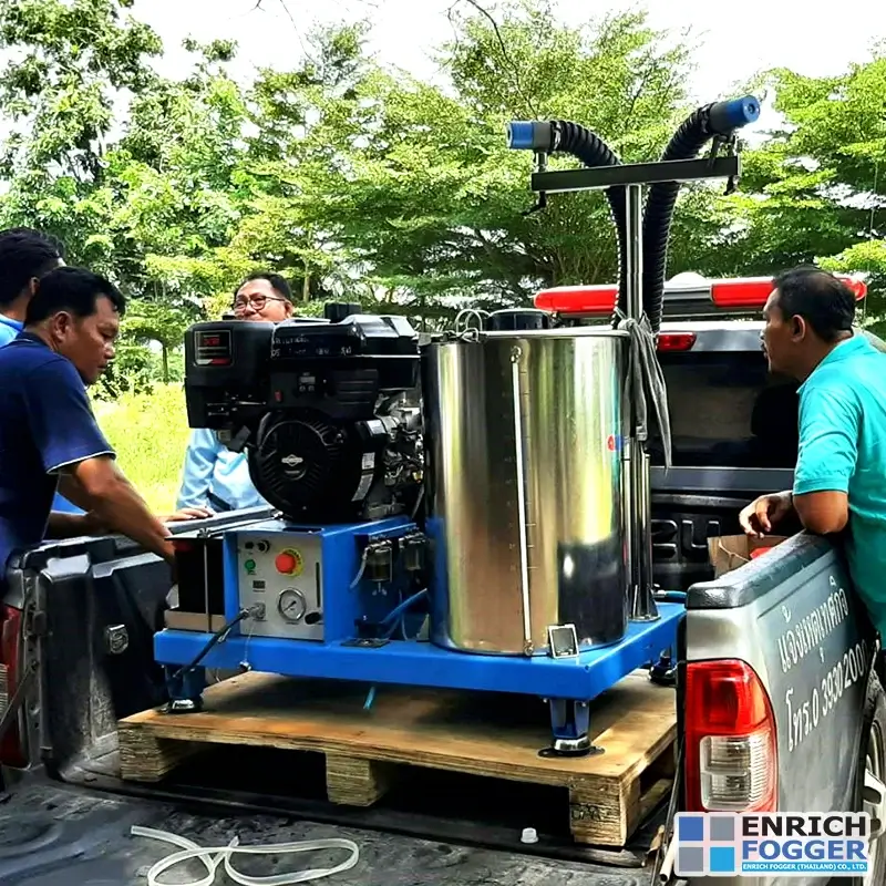 เครื่องพ่นละอองฝอยติดหลังรถยนต์ AIROFOG UM2 หน้างาน