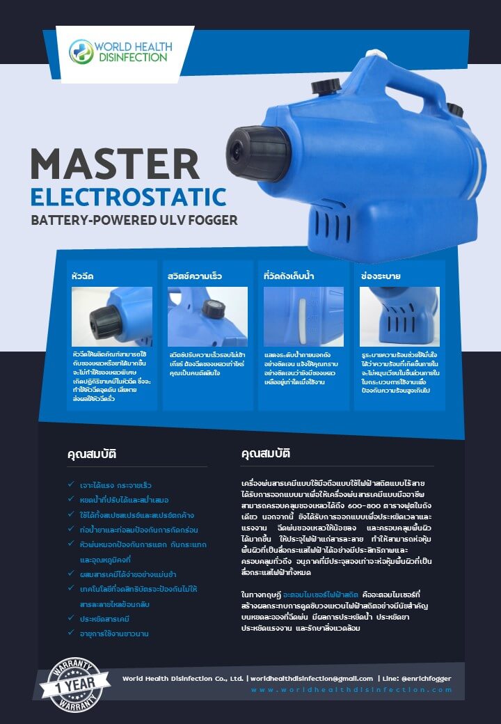 เครื่องพ่นละอองฝอยละเอียด ULV MASTER ELECTROSTATIC BATTERY FOGGER